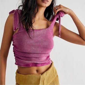 Free people magenta boulevard tie shoulder tank